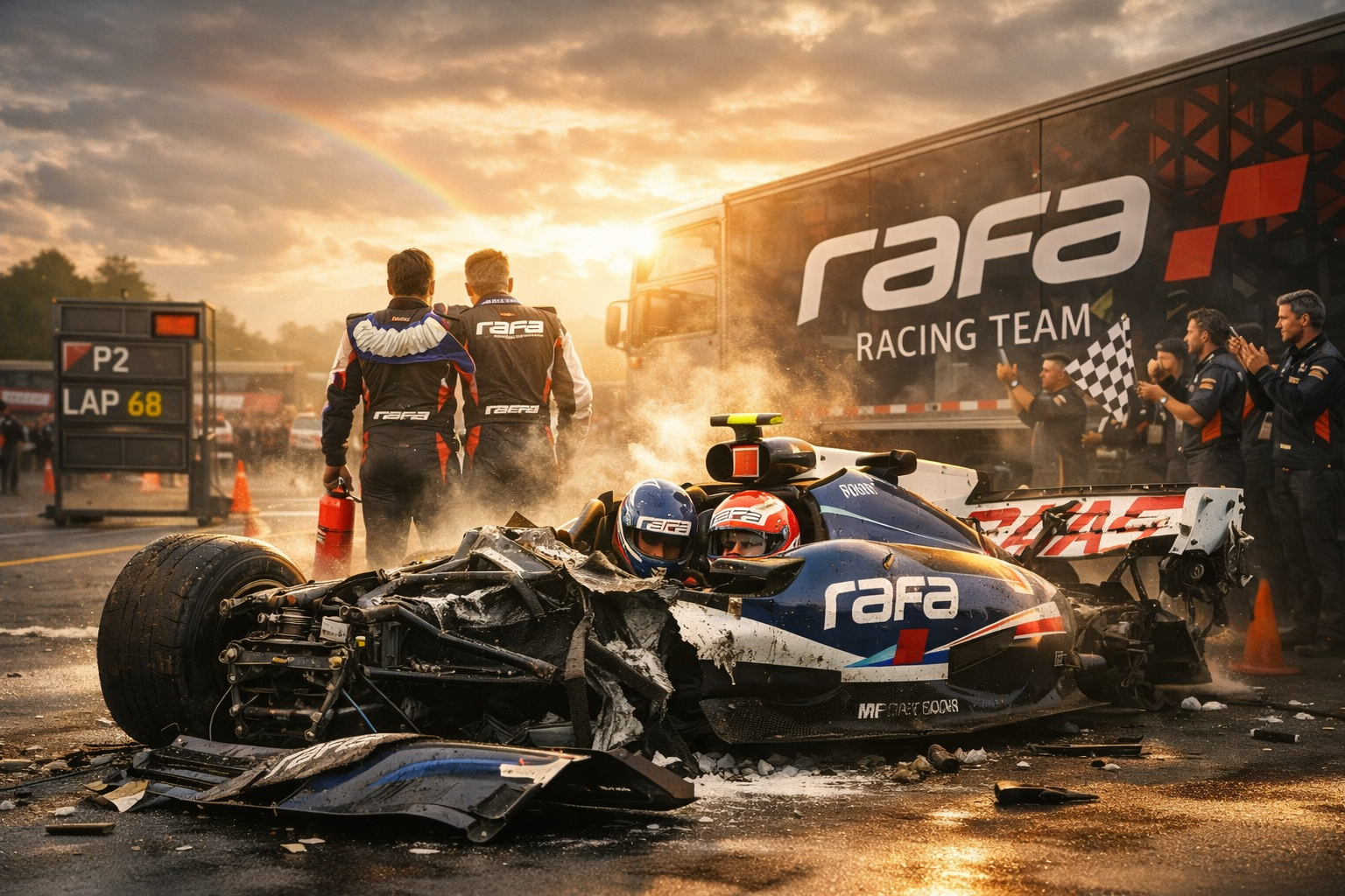 Race cars at high speed on circuit